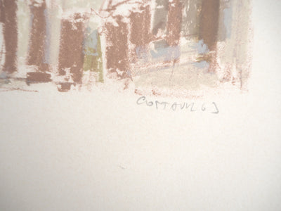 André COTTAVOZ : Ville sous la pluie - Lithographie (détail)