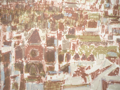 André COTTAVOZ : Ville sous la pluie - Lithographie (détail)
