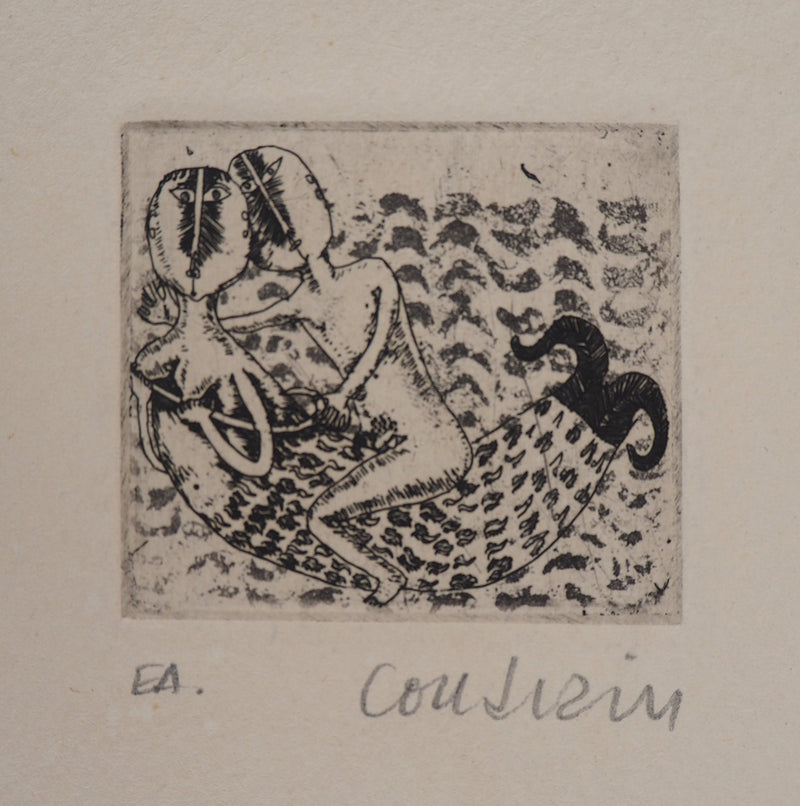 Brigitte COUDRAIN : La sirène - Gravure
