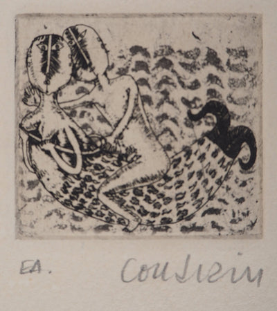 Brigitte COUDRAIN : La sirène - Gravure (détail)