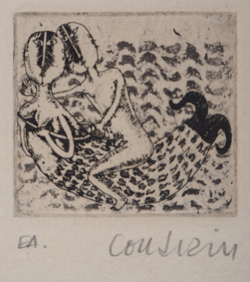 Brigitte COUDRAIN : La sirène - Gravure (détail)
