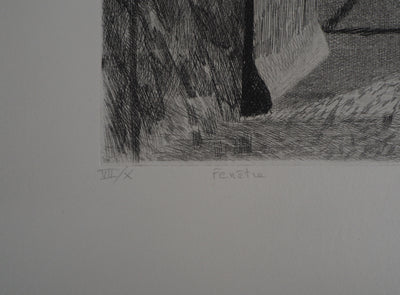 Brigitte COURME : La fenêtre - Lithographie (détail)