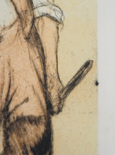 Armand COUSSENS : Fermier - Gravure (détail)