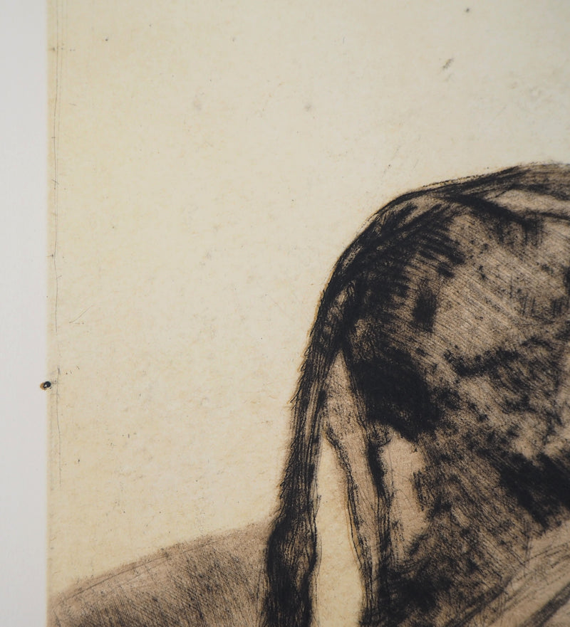 Armand COUSSENS : Fermier - Gravure (détail)