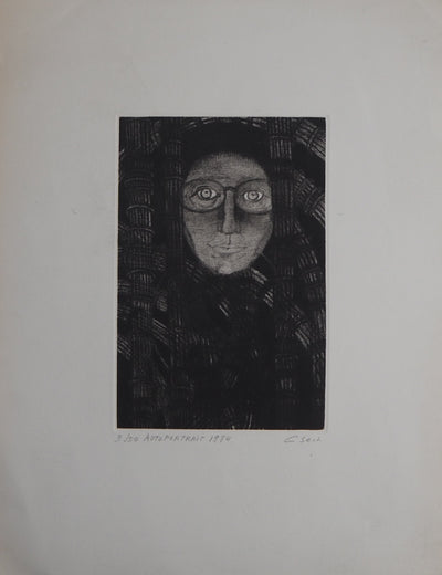 Hélène CSECH : Autoportrait, 1984 - Gravure (détail)
