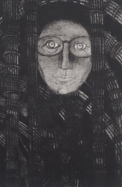 Hélène CSECH : Autoportrait, 1984 - Gravure (détail)