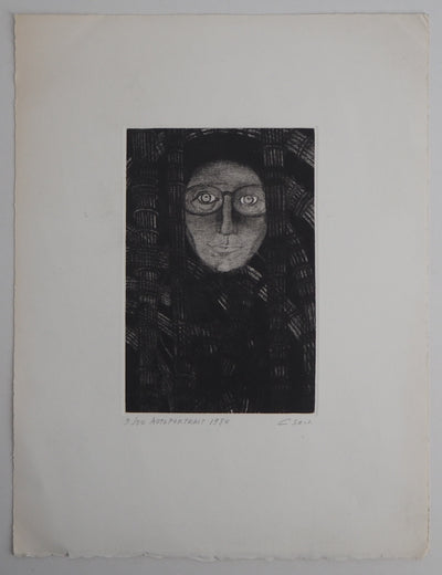 Hélène CSECH : Autoportrait, 1984 - Gravure (détail)