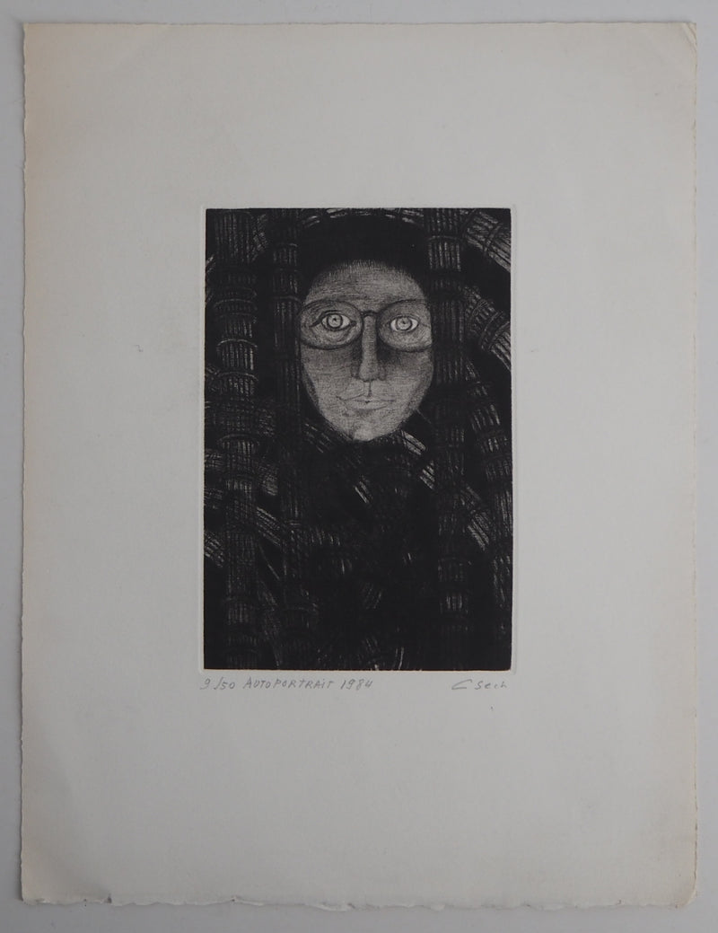 Hélène CSECH : Autoportrait, 1984 - Gravure (détail)