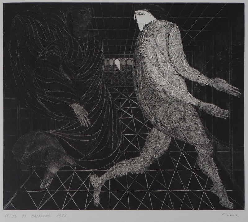 Hélène CSECH : Le bateleur, 1985 - Gravure