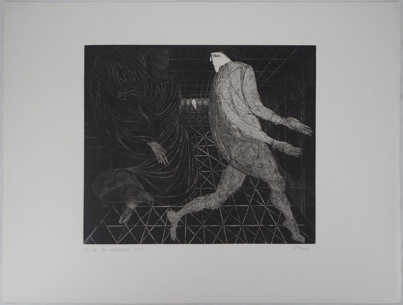 Hélène CSECH : Le bateleur, 1985 - Gravure (détail)