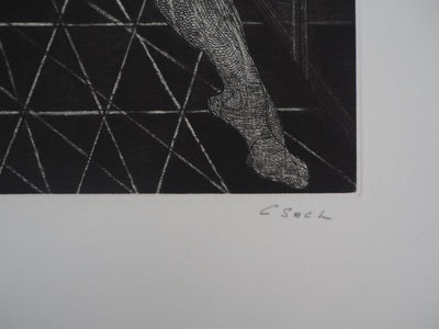 Hélène CSECH : Le bateleur, 1985 - Gravure (détail)