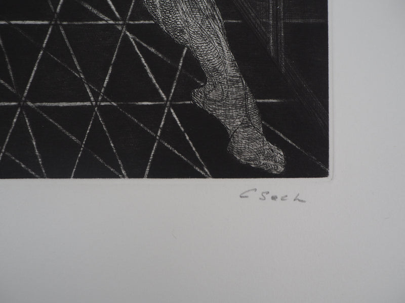 Hélène CSECH : Le bateleur, 1985 - Gravure (détail)