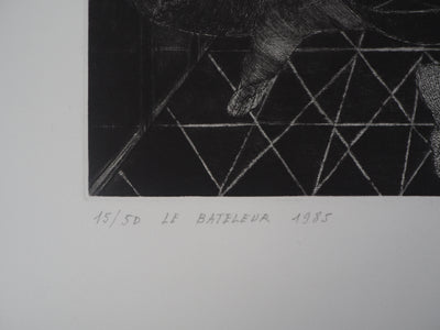 Hélène CSECH : Le bateleur, 1985 - Gravure (détail)