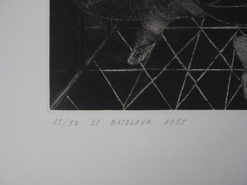 Hélène CSECH : Le bateleur, 1985 - Gravure (détail)