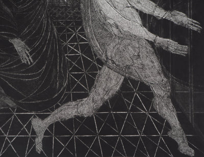Hélène CSECH : Le bateleur, 1985 - Gravure (détail)