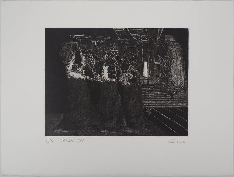 Hélène CSECH : Cantate, 1983 - Gravure (détail)