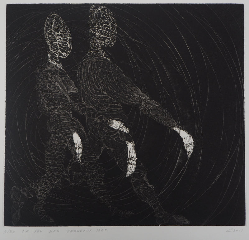 Hélène CSECH : Le jeu des cerceaux, 1982 - Gravure
