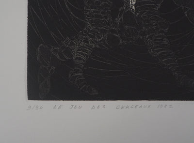 Hélène CSECH : Le jeu des cerceaux, 1982 - Gravure (détail)