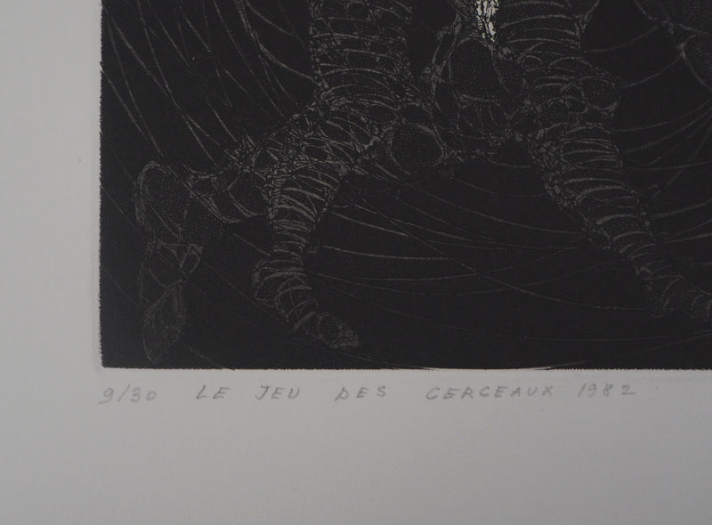 Hélène CSECH : Le jeu des cerceaux, 1982 - Gravure (détail)