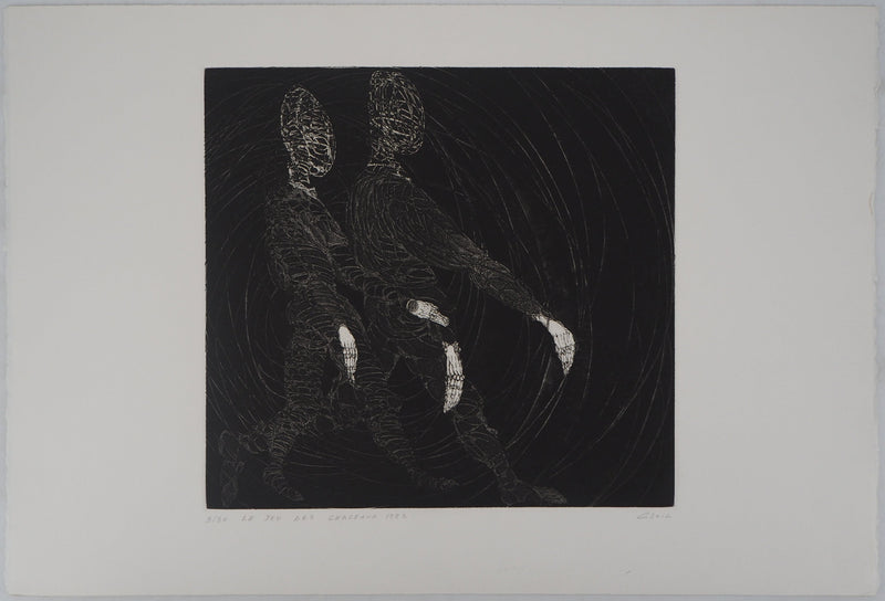 Hélène CSECH : Le jeu des cerceaux, 1982 - Gravure (détail)