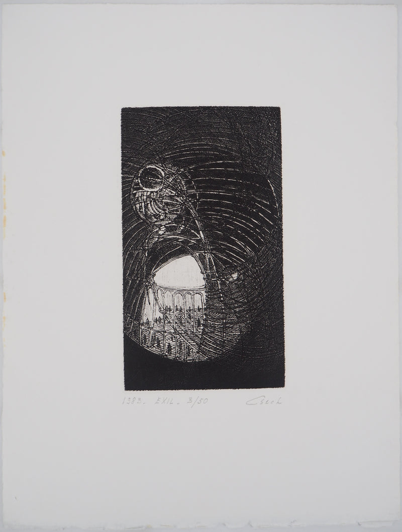 Hélène CSECH : Exil - Gravure (détail)