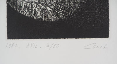 Hélène CSECH : Exil - Gravure (détail)