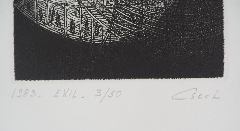 Hélène CSECH : Exil - Gravure (détail)