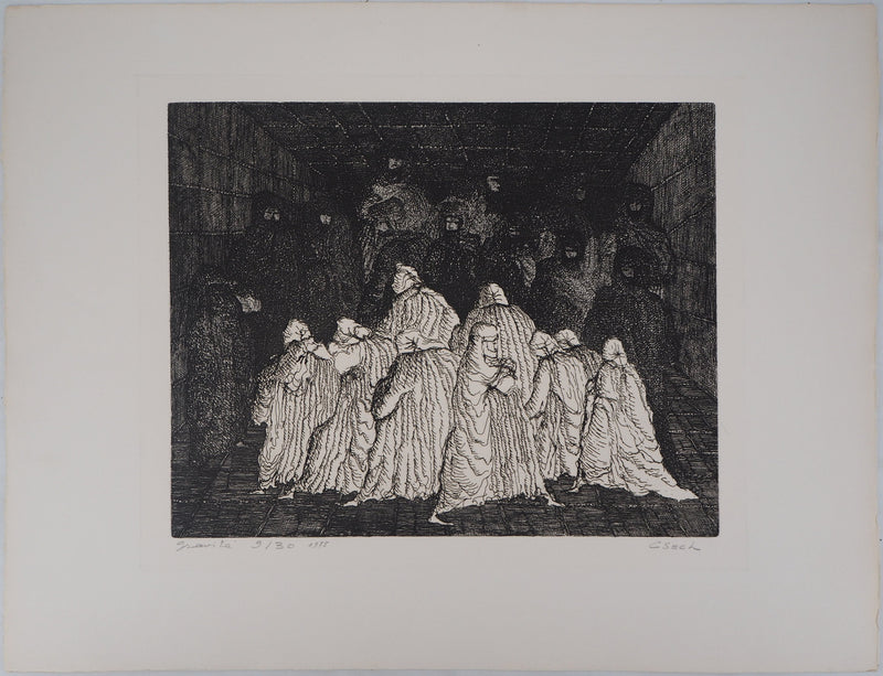 Hélène CSECH : Gravité, 1975 - Gravure (détail)