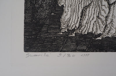 Hélène CSECH : Gravité, 1975 - Gravure (détail)