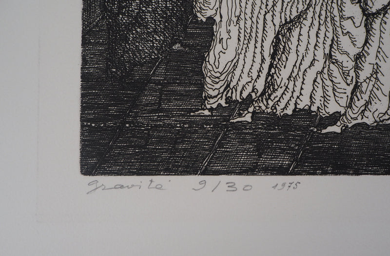 Hélène CSECH : Gravité, 1975 - Gravure (détail)