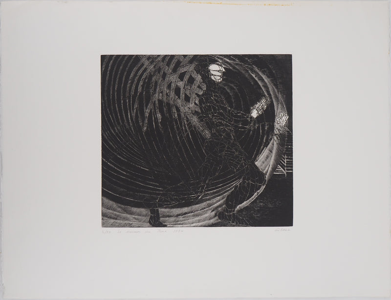 Hélène CSECH : Le meneur du jeu, 1984 - Gravure (détail)