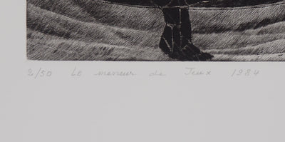 Hélène CSECH : Le meneur du jeu, 1984 - Gravure (détail)