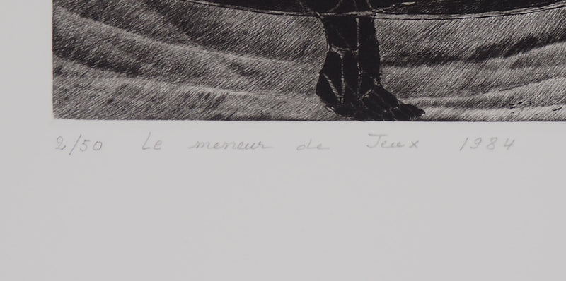 Hélène CSECH : Le meneur du jeu, 1984 - Gravure (détail)