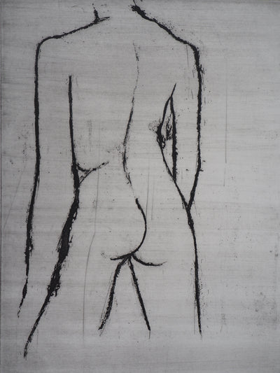 Hélène CSECH : Nu féminin de dos - Gravure (détail)