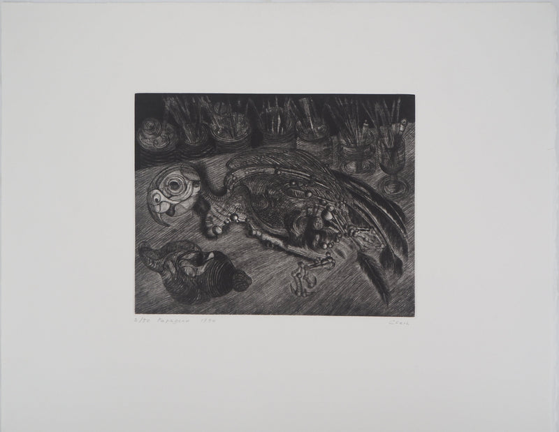 Hélène CSECH : Papageno - Gravure (détail)