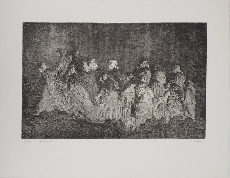 Hélène CSECH : Pèlerinage (ardeur) - Gravure (détail)