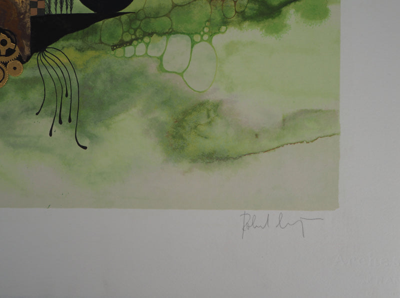 Roland CUCEJ : Triomphe de la Lune Surréaliste - Lithographie (détail)