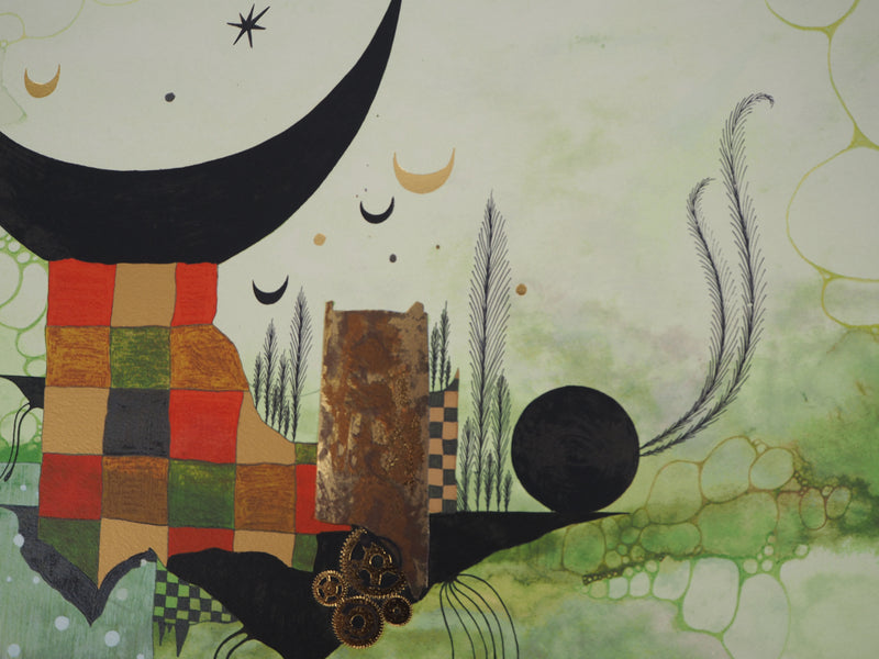 Roland CUCEJ : Triomphe de la Lune Surréaliste - Lithographie (détail)