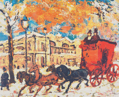 Henry Maurice D'ANTY : Balade en calèche - Lithographie