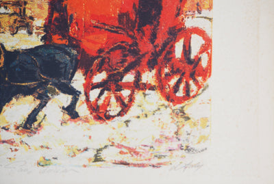 Henry Maurice D'ANTY : Balade en calèche - Lithographie (détail)