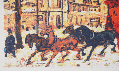 Henry Maurice D'ANTY : Balade en calèche - Lithographie (détail)