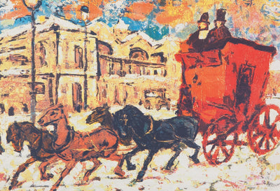 Henry Maurice D'ANTY : Balade en calèche - Lithographie (détail)