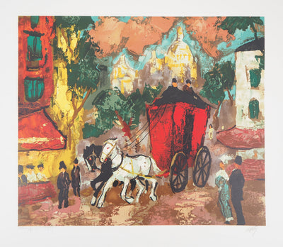 Henry Maurice D'ANTY : Calèche à Montmartre - Lithographie
