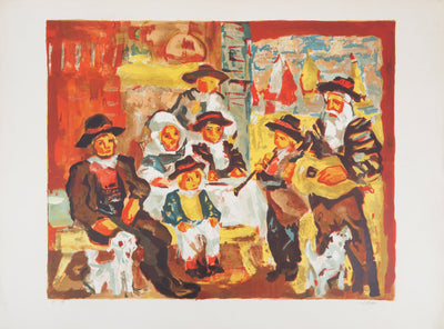 Henry Maurice D'ANTY : Jour de fête en Bretagne - Lithographie (détail)
