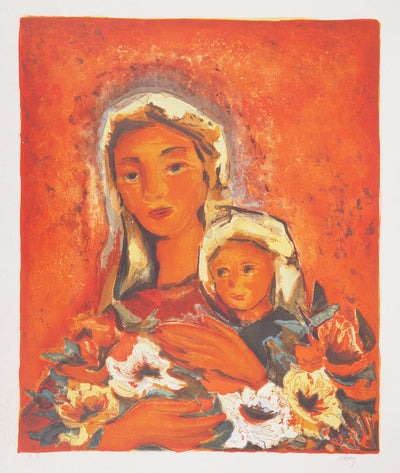 Henry Maurice D'ANTY : Mère et enfant - Lithographie