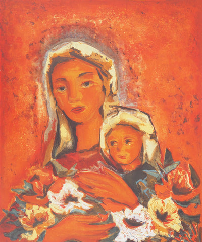 Henry Maurice D'ANTY : Mère et enfant - Lithographie (détail)