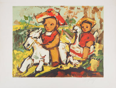 Henry Maurice D'ANTY : Les petits cavaliers - Lithographie