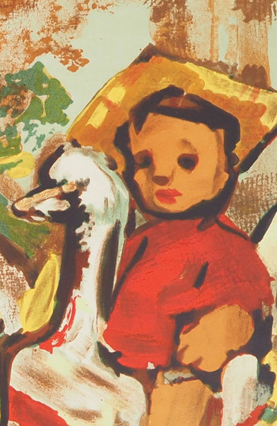 Henry Maurice D'ANTY : Les petits cavaliers - Lithographie (détail)