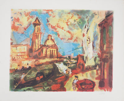 Henry Maurice D'ANTY : Vue de rivière - Lithographie (détail)