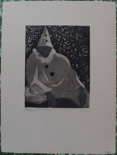 Christian D'ESPIC : Pierrot Triste - Gravure (détail)